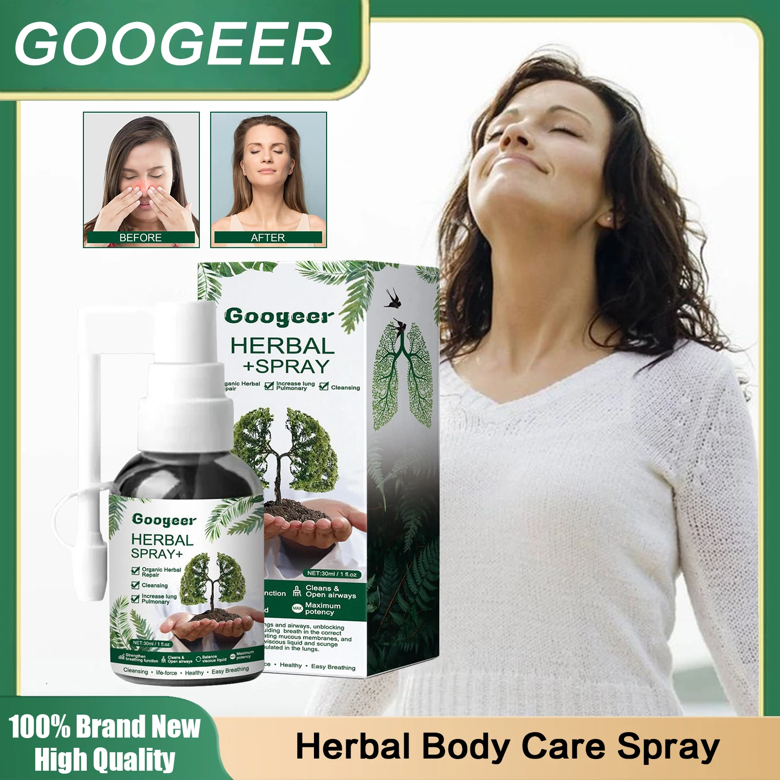 

Herbal Body Care Spray Headache Sore Throat Relief Anti Cough Treatment Stuffy Swollen Runny Nose Breathing Smoothly Health Care