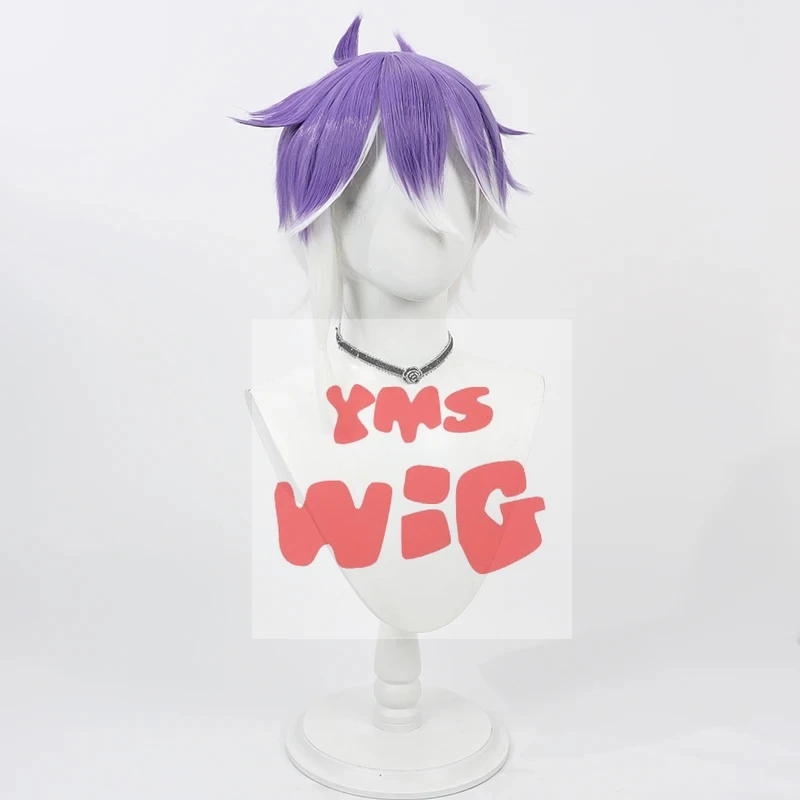 Touken Ranbu Minamoto Kiyomaro Косплей Парик Короткие Белые Фиолетовые Термостойкие