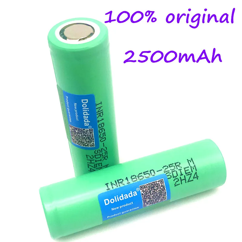 

100%New Original Rechargeable Battery 3.6V 2500mah INR18650 Battery 25R 20A Lithium Battery Screwdriver Flashligh+Free Shipping