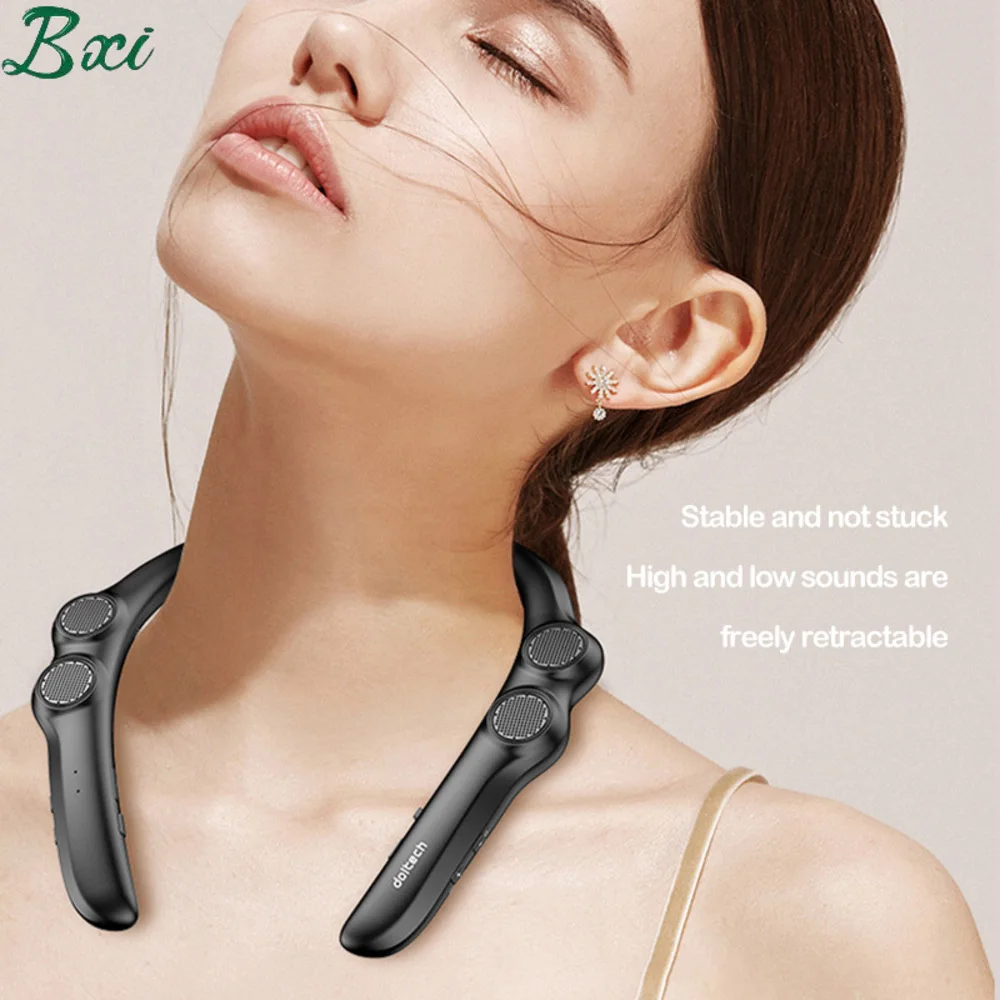 

Hang Neck Bluetooth Speaker Wireless 9D Stereo Bass Portable Wearable Player 85g Weight light 4 Speakers for Game Call Sports