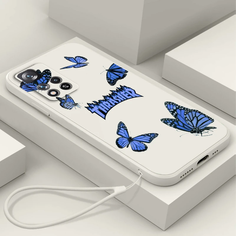 

Luxury Flower Butterfly Art Liquid Rope Soft Cover Phone Case For Xiaomi Redmi Note 11 11S 11T 10S 10 9S 9T 9 8T 8 Pro Plus 5G