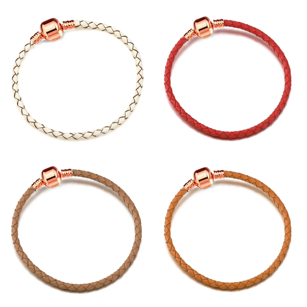 Fashion Rose Gold Buckle Light Luxury Couple Friendship Bracelet Multicolor Charm Leather Rope DIY Jewelry April Fool's Day Gift