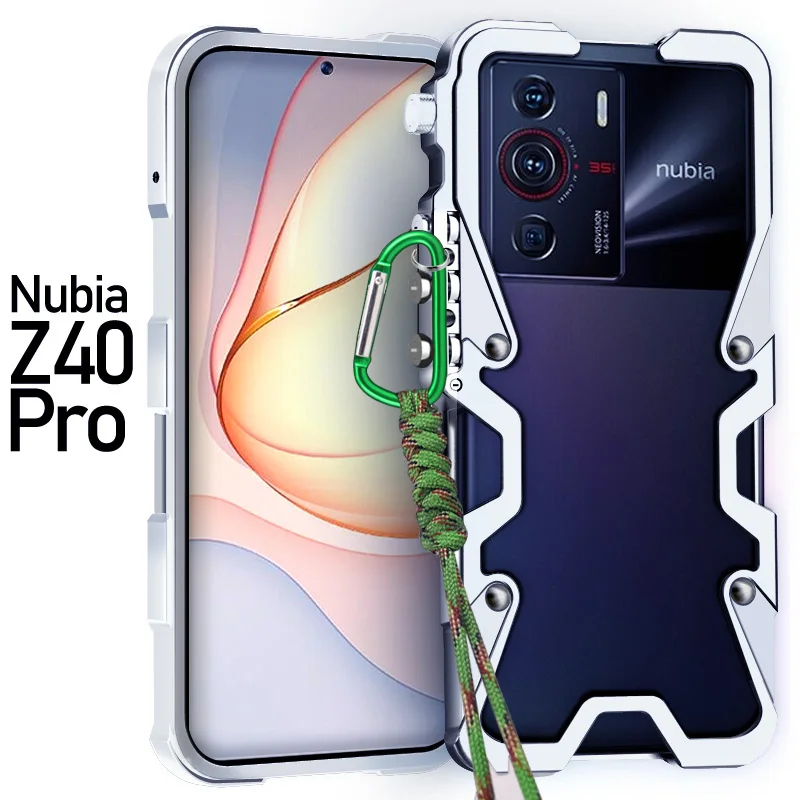 Фото Роскошный металлический алюминиевый бампер Zimon для телефона ZTE Nubia Z50 Z40 Pro, механический чехол ручной работы с изображением черепа №1