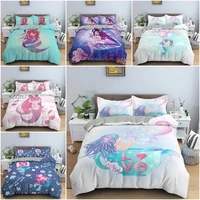 cartoon mermaid bedding set duvet cover queen for children soft microfiber fabric quilt cover set home textile