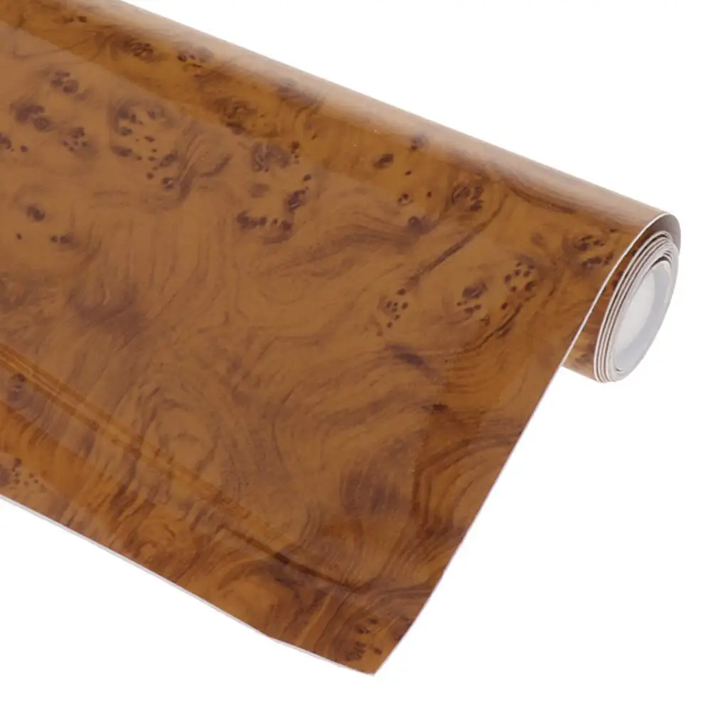 Глянцевая искусственная древесина Съемная самоклеющаяся виниловая пленка для автомобиля W1302