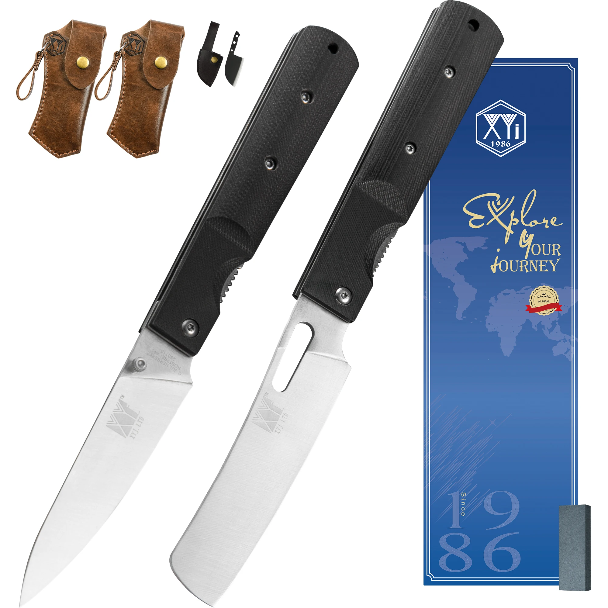 Stainless Steel Folding Knives Cleaver Knife Plastic Handle Kitchen Slicer Paring Knife  Belt Tied Pocket Carry Bag Accessory