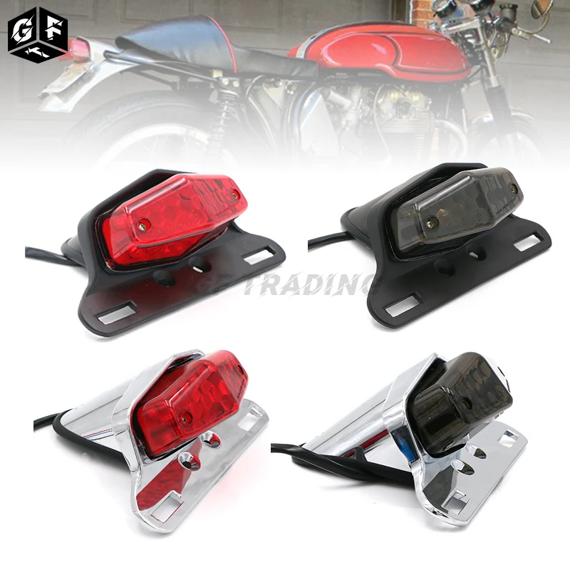 Motorcycle LED Tailight For Honda Triumph Bonneville BSA Norton Scrambler Lucas bike Tail Light Rear Light License Plate Light
