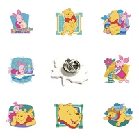 disney piglet pattern lapel pin creative round heat shrinkable resin acrylic childrens jewelry gifts cartoon accessories
