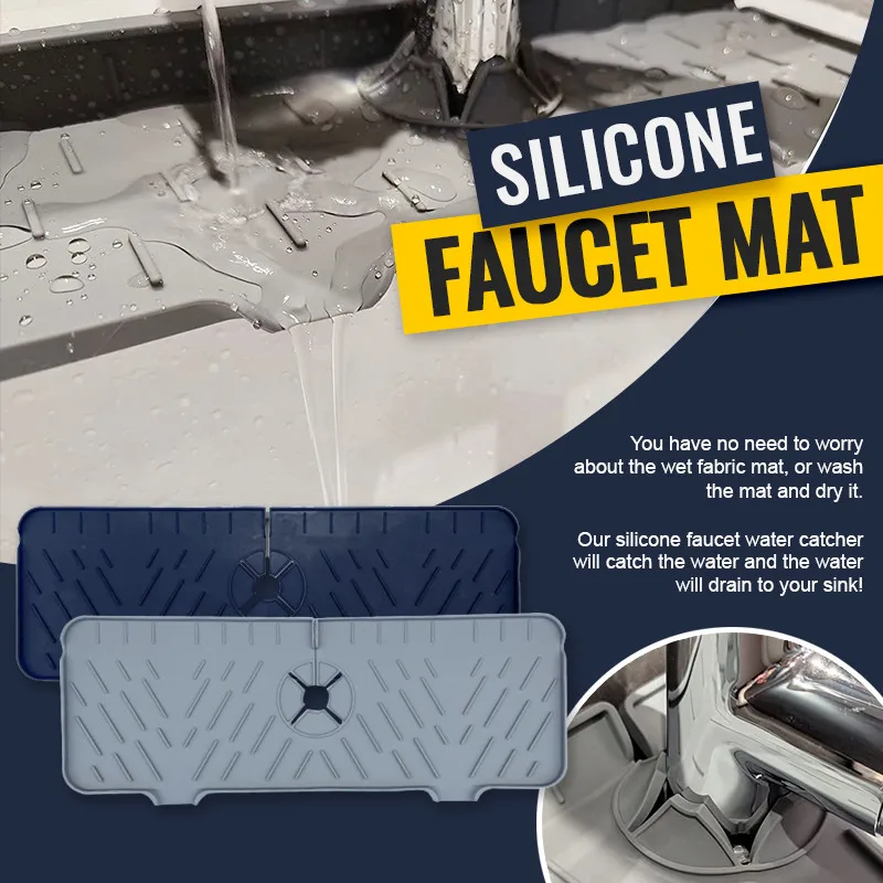 

Silicone Faucet Handle Drip Catcher Mat Bathroom Faucet Water Catcher Mat Splash Guard Sink Draining Pad Behind Fauce