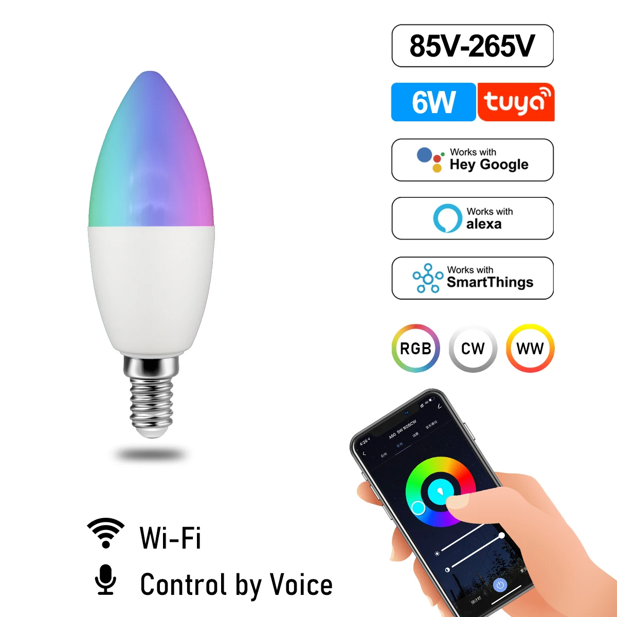 Умная Светодиодная лампа GU10 E27 E14 IoT с Wi-Fi Rgb голосовым управлением работает Google Home