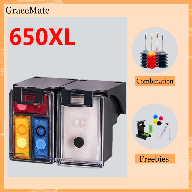 

GraceMate 650XL Refilled Ink Cartridge Replacement for HP 650 hp650 for hp Deskjet 1015 1515 2515 2545 2645 3515 3545 4515 4645