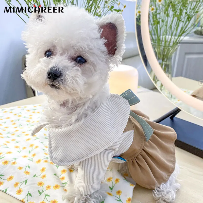 

Dog Cat Skirt Clothes Spring Autumn Small Medium Dogs Bow Student Skirt Fashion Leisures Cute Princess Dress Pet Clothing