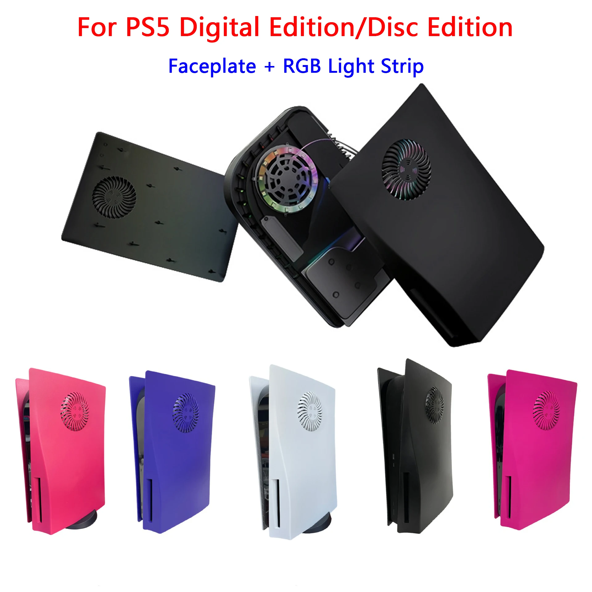 

Аксессуары «сделай сам» для PS5, цифровой выпуск/дисковый выпуск, игровая консоль, сменная Лицевая панель, охлаждающий вентилятор, светодиод...