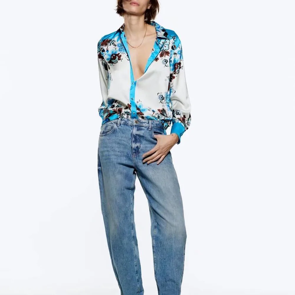 

Spring 2022 New Women's Fashion Floral Print Blouse Vintage Long Sleeve Button Blouse Blusas Chic Top Best Top Women