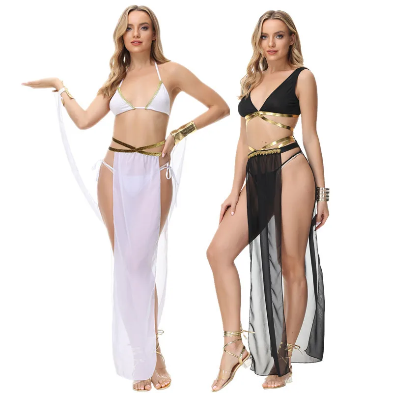 Women's Egyptian Pharaoh Costume Role Play Sexy Ancient Greek Goddess Costumes Woman's Halloween Cosplay Fancy Dress Outfits Set