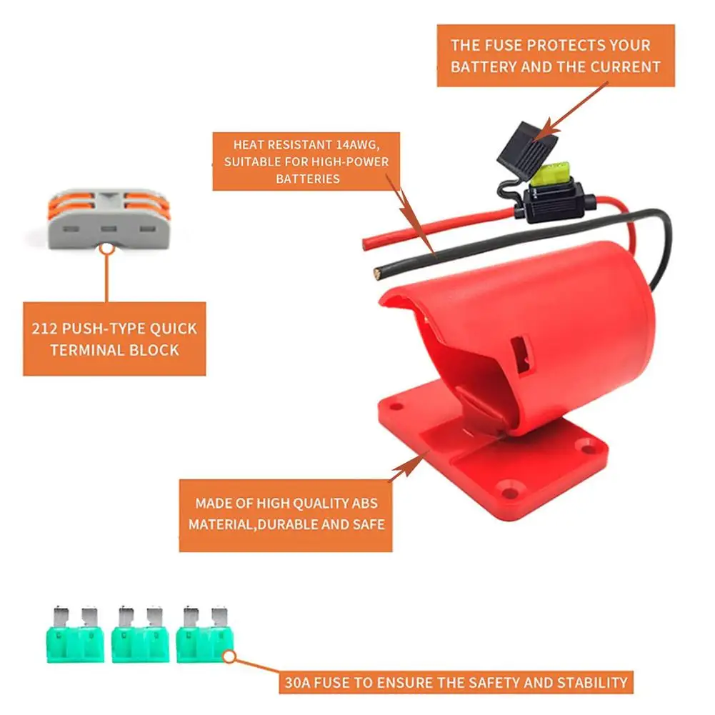 

New Battery Adapter Compatible For Milwaukee M12 Dock Power Connector With Fuse Wiring Output Terminal Block Tools Drop shipping