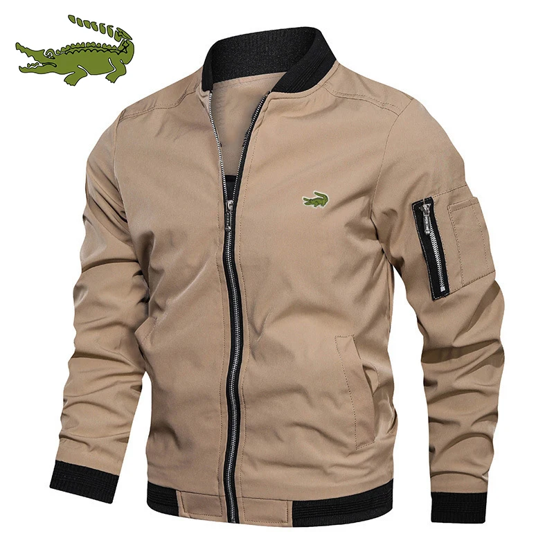 

Cartelo crocodile high quality men's comfortable business jacket sports stand collar zipper jacket baseball jacket trench coa