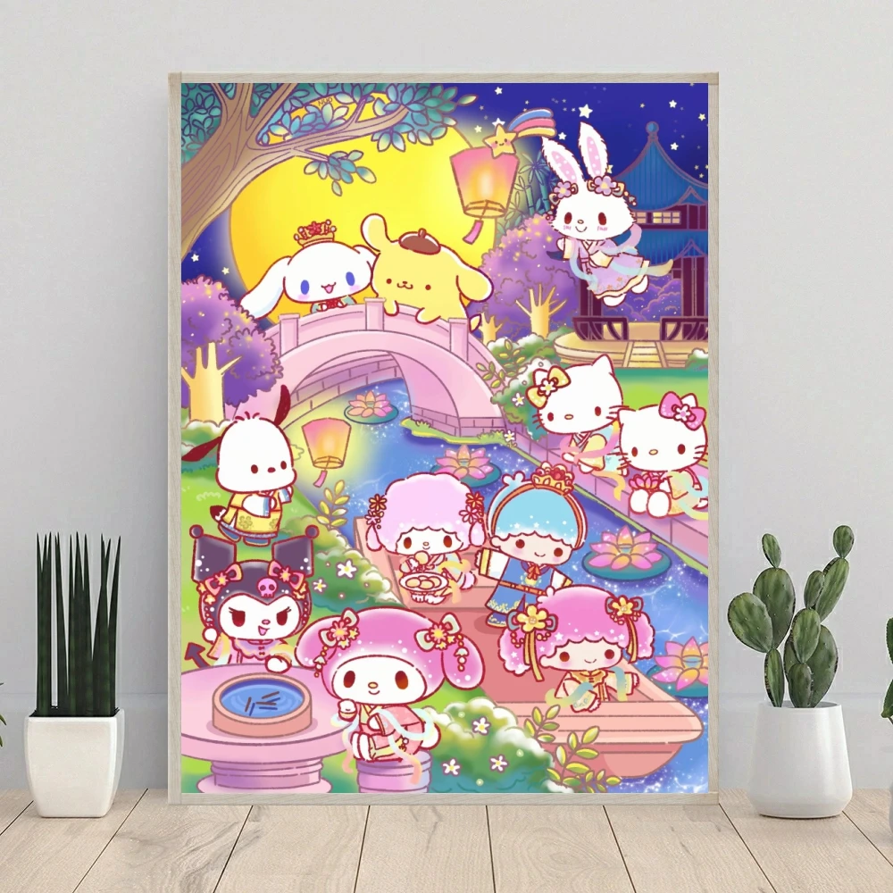 5D Комплект Алмазной Живописи Hello Kitty Kuromi Cinnamoroll Вышивка Крестиком Круглая Мозаика