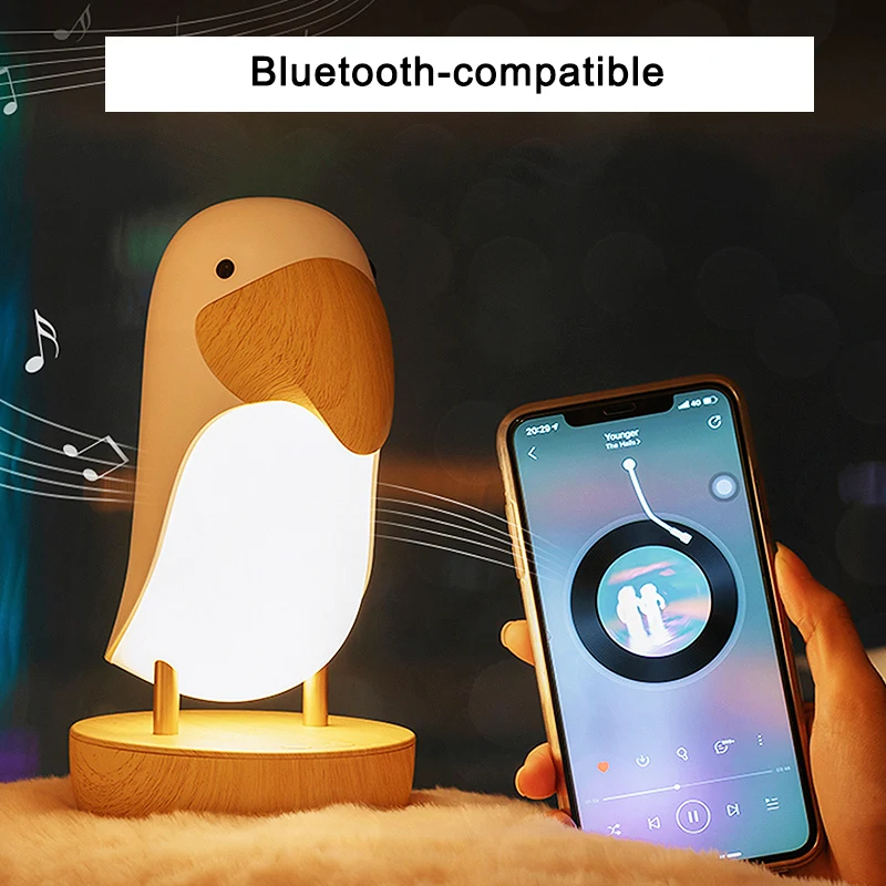 

Светодиодный ночсветильник с мультяшными птицами, USB-зарядка, Bluetooth, милый детский ночсветильник для кабинета, детская настольная лампа
