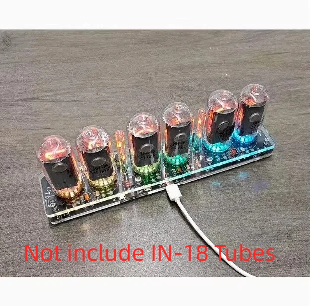 Фото GHXAMP 6-значные IN-18 часы Nixie Tube в стиле ретро, высокая яркость, дисплей с питанием от USB для дома/офиса, уникальный технологический подарок №2