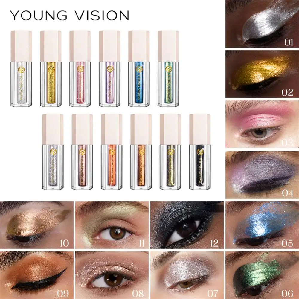 

12 Colors Diamond Glitter Eye Shadow Brighten Face Lying Silkworm Shimmer Shiny Sequins Eyeshadow Highlighter Liquid Eye Shadow