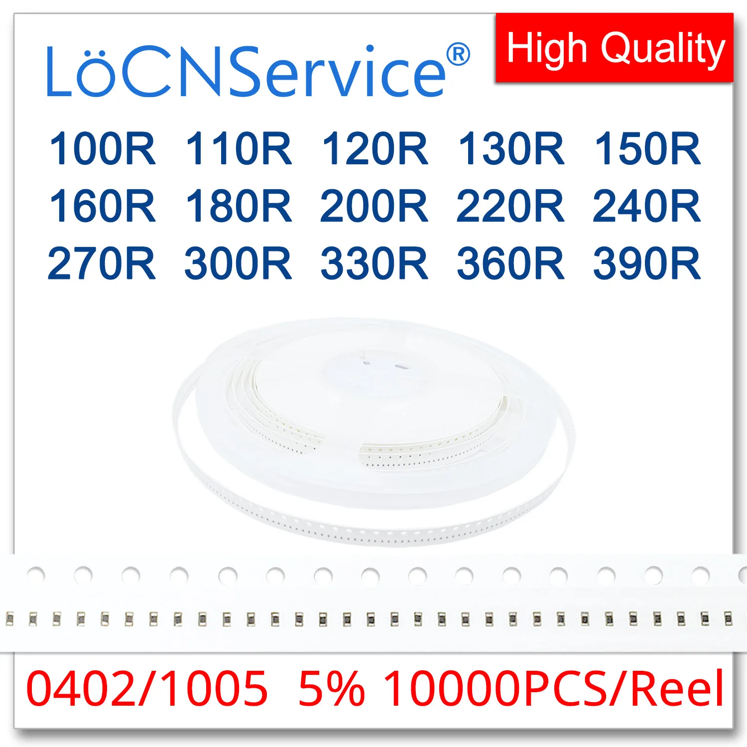 

LoCNService 0402 J 5% 10000 шт. 100R 110R 120R 130R 150R 160R 180R 200R 220R 240R 270R 300R 330R 360R 390R smd 1005 резистор Ом