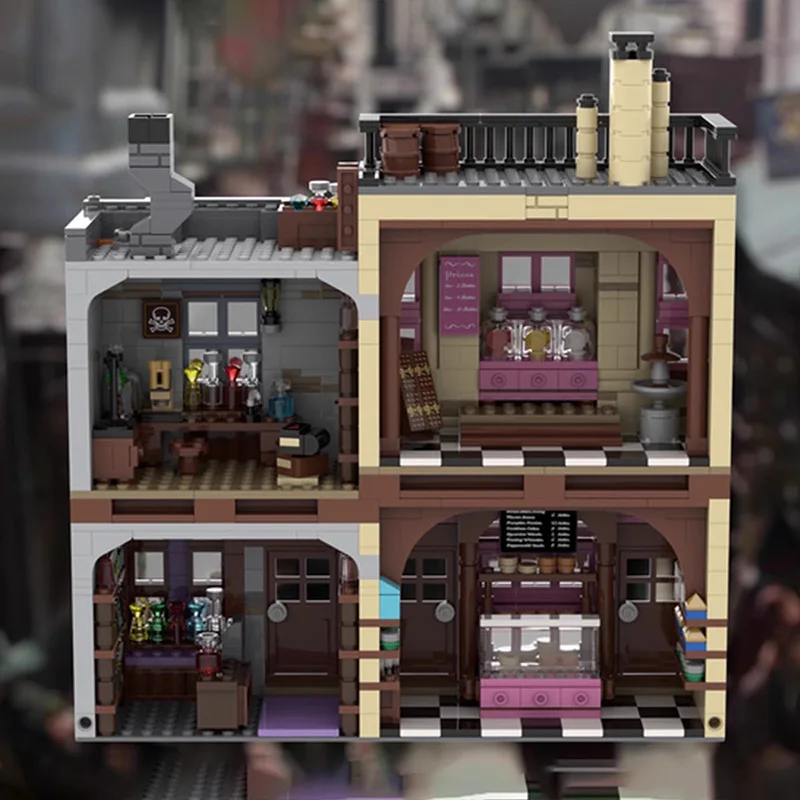 Китайский бренд MOC: Коллекционная модель «Волшебный городской пейзаж» (конструктор) — конфетный магазин и аптека. Подарок для любителей хобби, декор для дома. (art.: 3920dcb5d6fcd) - 3920dcb5d6fcd