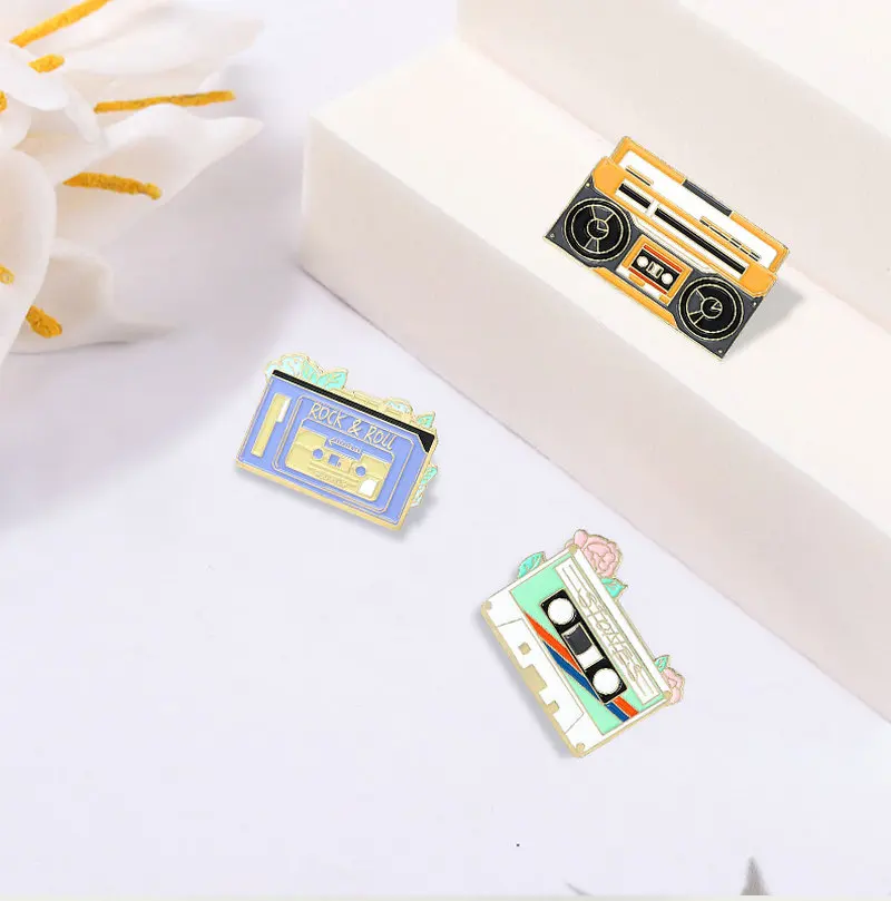 10 шт./лот булавка из виниловой эмали в виде рок музыкальная лента для