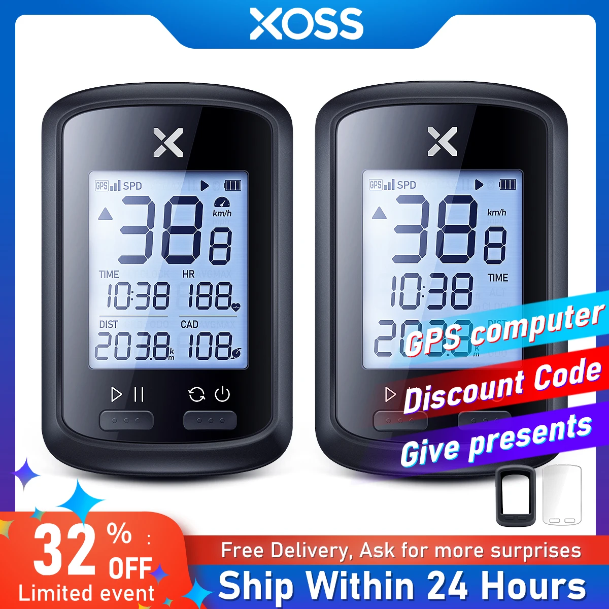 

XOSS G/G Plus Bicycle Computer GPS Wireless Speedometer Cycling Tracker Waterproof MTB Road Bike Odometer ANT+ with Cadence