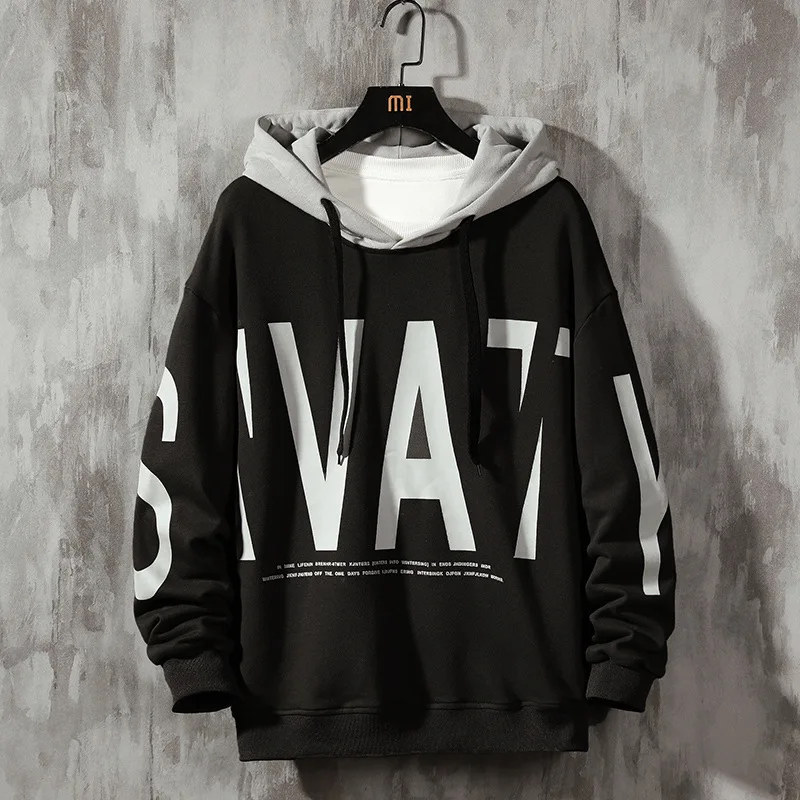 

Autumn Winter Thick Loose Printing Men Hoodies Pullover Hip Hop Casual Sweatshirts
