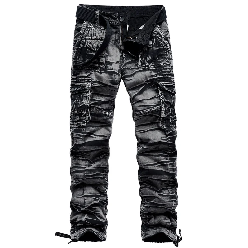 Men's Overalls European and American Outdoor Cotton Loose Multi Bag Trousers Multi Size Fashion Trend