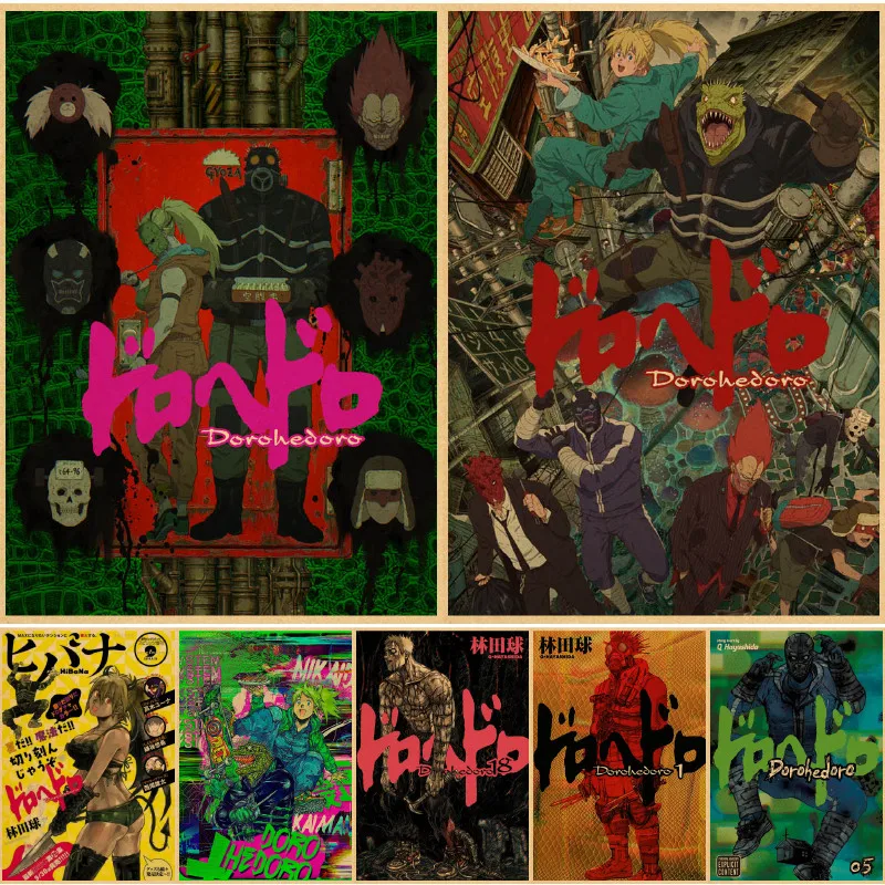 

Постеры Dorohedoro, постер из крафт-бумаги, Kaiman Nikaido Noi Ebisu Shin, художественные декоративные наклейки на стену для кофейни, бара