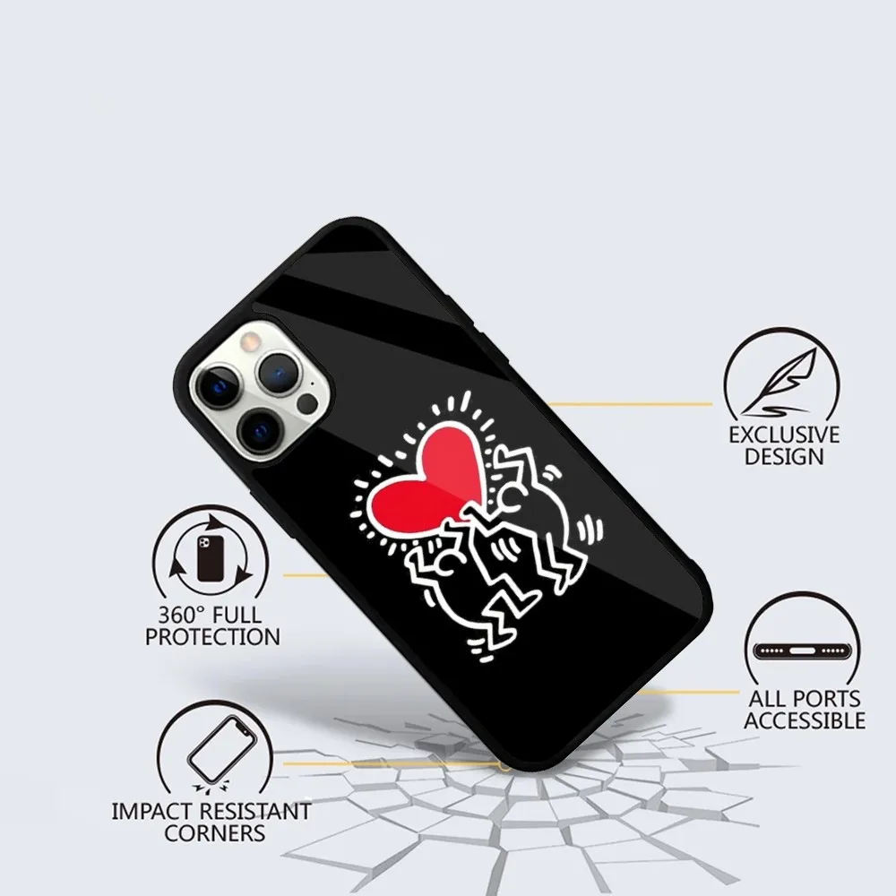 K-KeithS Art H-HaringS Phone Case For iPhone 16 15 14 13 12 11 Plus Pro Max Mini Magsafe Magnetic Wireless Charging