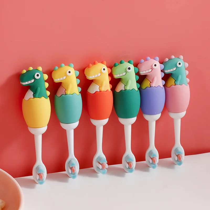 Cute Cartoon Animal Dino ToothBrush for Children Kids Kawaii Dinosaur Infant Kids Silicone Handle Soft Training Toobrushes