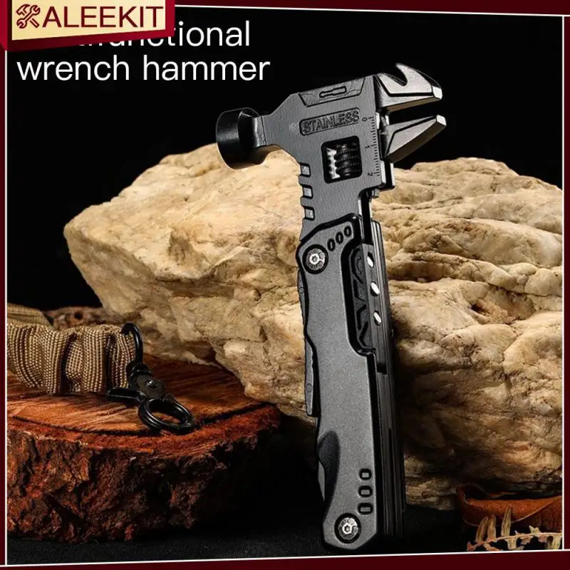 

Household Stainless Steel Screwdriver Tool Multifunctional Claw Hammer Hand Tools Outdoor Survival Accessories Black Wrench