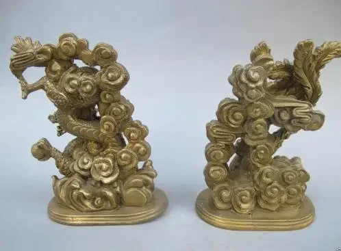 Китайская имитация старинной бронзовой статуи талисмана дракона ручной работы