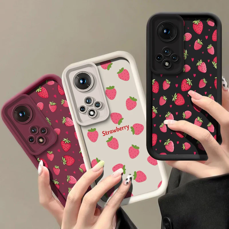 Фото Чехол для телефона с клубничным принтом для Huawei Honor 600 Lite 400 Smart 300 Pro 200 90 Lite 70 50 SE, мягкий силиконовый матовый противоударный чехол №2