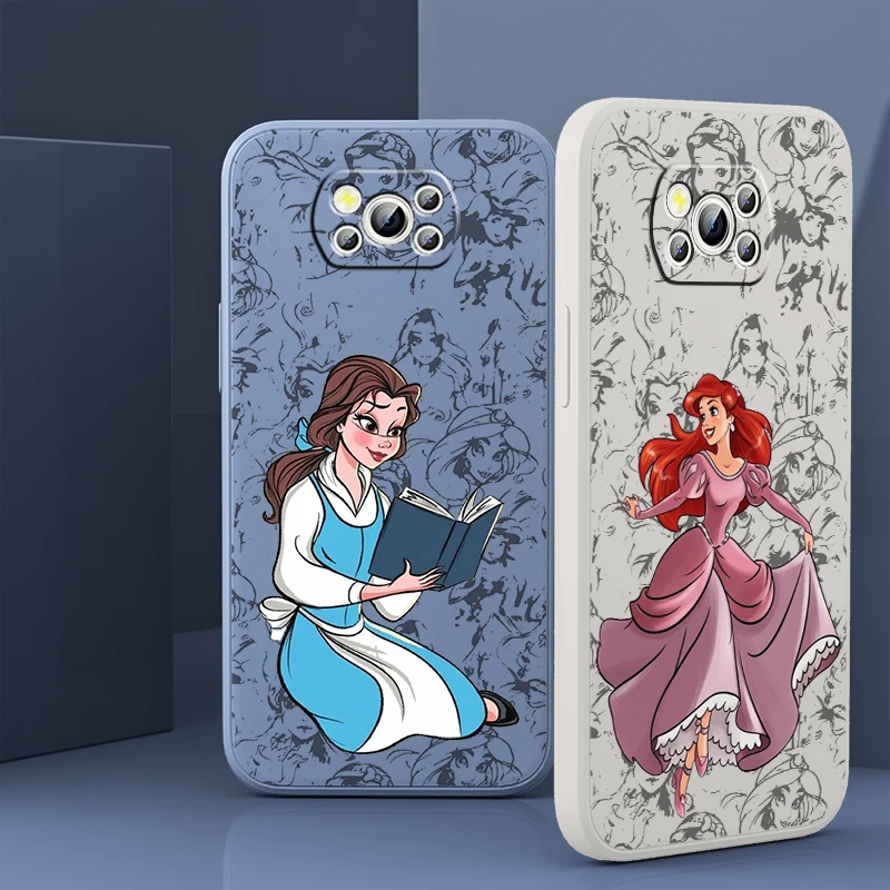 

Disney Pretty Princess Mermaid Liquid Rope Phone Case For Xiaomi Poco X5 X4 X3 Pro NFC F4 F3 GT M5s M4 M3 C55 C50 5G Cover
