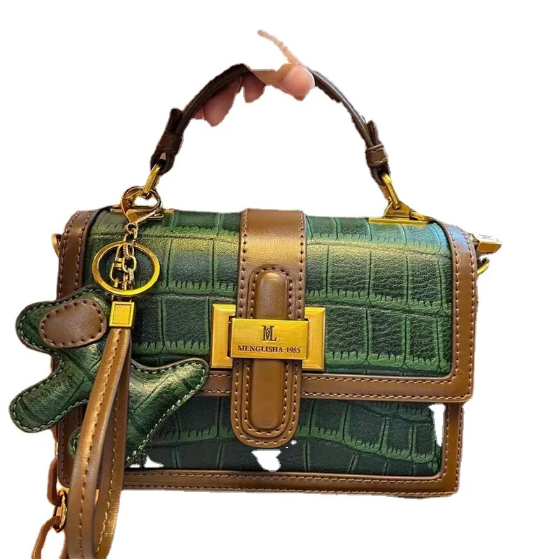 Luxury Stone Pattern Contrast Small Square Bags Women's Bag 2023 New Versatile Handbag Single-shoulder Satchels Sac