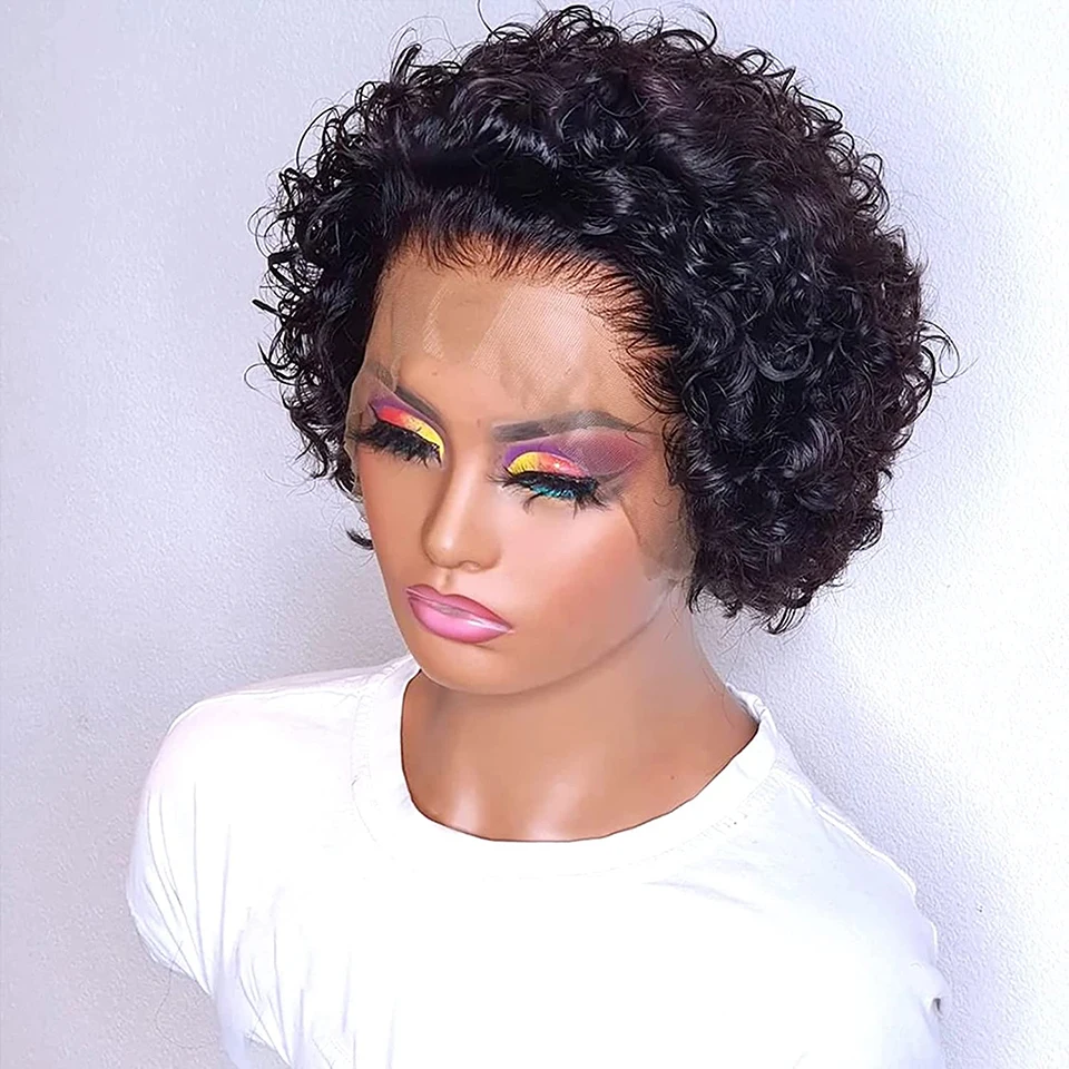 

PrePlucked Cheap Short Kinky Curly Lace Front Pixie Cut Bob Wigs Human Hair Wigs HD 13x1Lace Wig For Black Women BabyHair Daily
