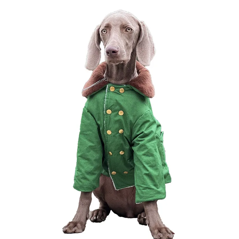 

Winter Pet Big Dog Coat Clothes for Small Medium Large Dogs,Thickened Warm Button Dog Green Cotton Jacket French Bulldog Costume