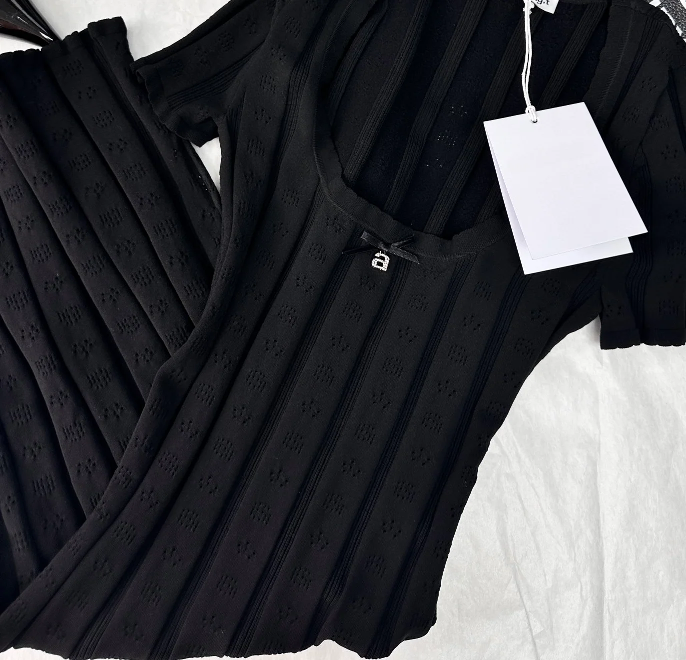 

145754 Fashion Classic Trendy Luxury Designer cloth New Sexy Black Knitted Dress Female