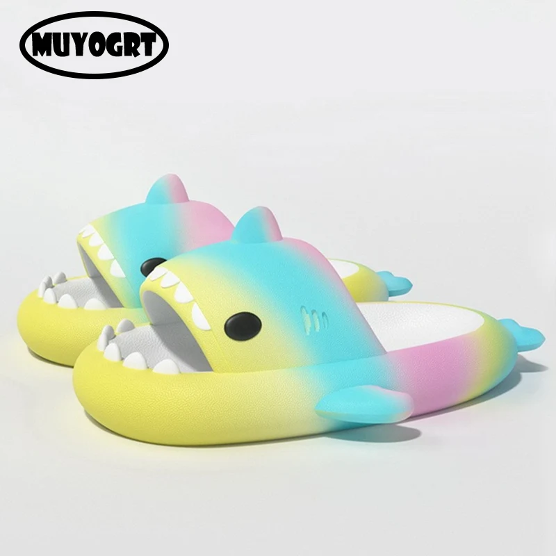 

Новинка, модные радужные шлепанцы для дома и улицы, Нескользящие однотонные красивые Смешные шлепанцы на толстой подошве, женская и мужская...