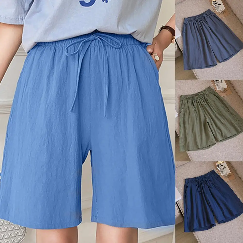 

Women High Waist Shorts Simple Solid Color Leisure Loose Shorts Summer Clothing