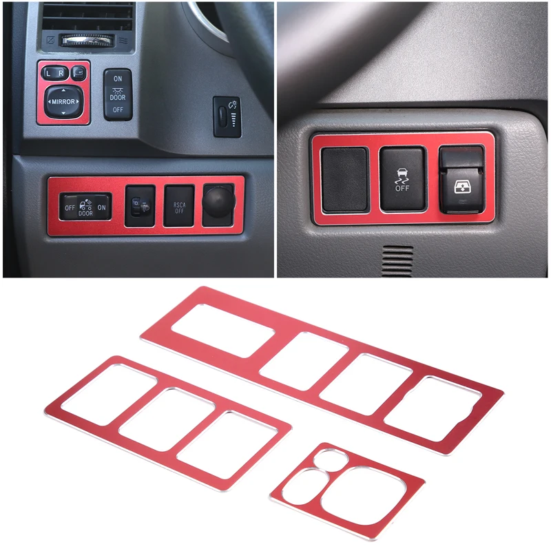 

3 PCS Set Aluminum Alloy Car Dashboard Center Control Button Frame Trim Kit Decorative Cover For Toyota Tundra Pickup 2007-2013