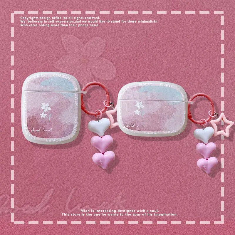 

Case for AirPods Pro 3 2 1 TPU Pink Graffiti Love Star Case for Apple AirPods Pro 3rd Generation 2021 Case with Keychain Lanyard