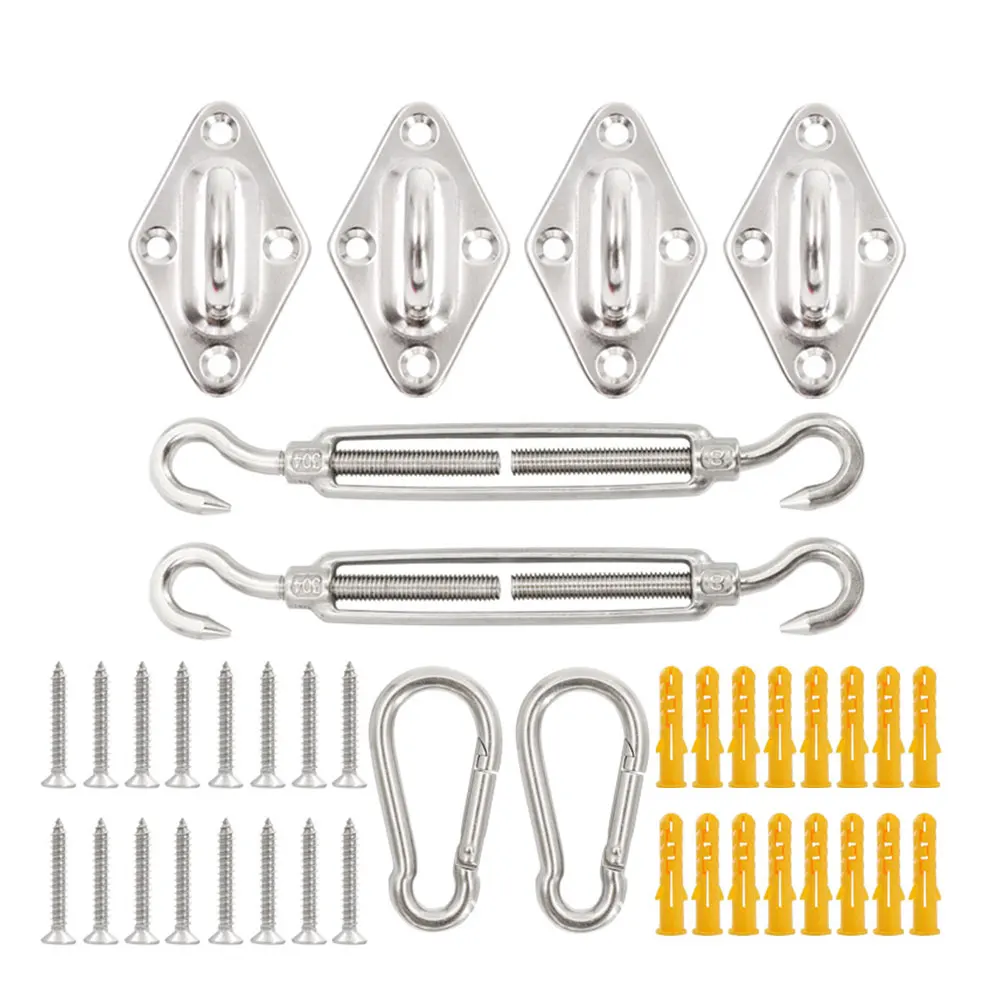 

24Pcs/Set Sun Shade Sail Canopy Hardware Kit 304 Stainless Steel Sunshades Canopy Installation Kit Sunshade Fixing Accessory