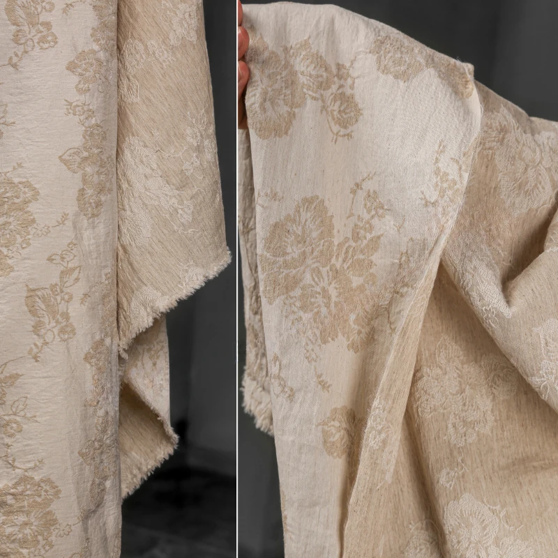 

Fabric Wide 140cmx50cm Plant Jacquard Linen Plum Embroidery 75% Cotton 25% Linen Diy Coat Cardigan Pants Spring Summer Clothing