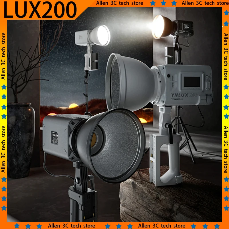 Фото Оригинальный светодиодный светильник YONGNUO YNLUX200 LUX200 200 Вт 2700K-6500K, адаптер для крепления Bowens, софтбокс, индивидуальный уличный заполняющий светильник для Live Volg №1