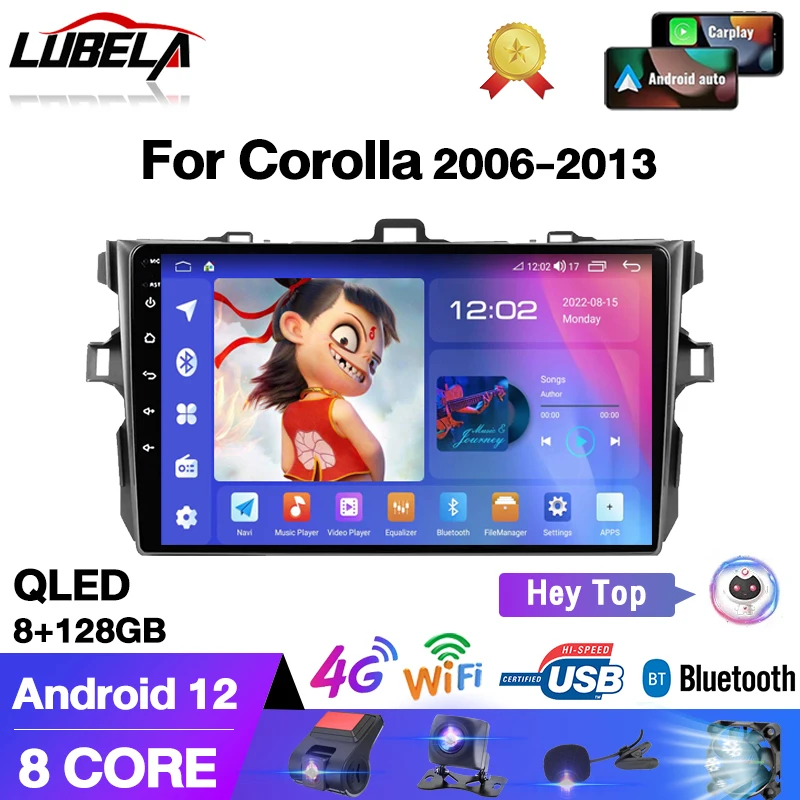 Carplay автомобильное стерео 4G WIFI Радио Android Авто 2 din для Toyota Corolla E140/150 2006-2013